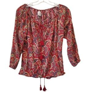 Denim Supply‎ Ralph Lauren Boho Long Sleeve Top Paisley Print Size Small